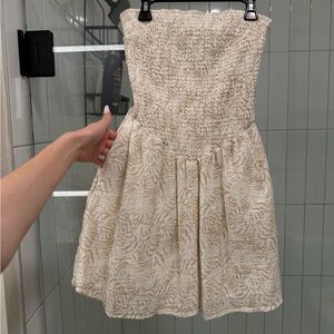 Universal Thread Cream Textured Strapless Dress